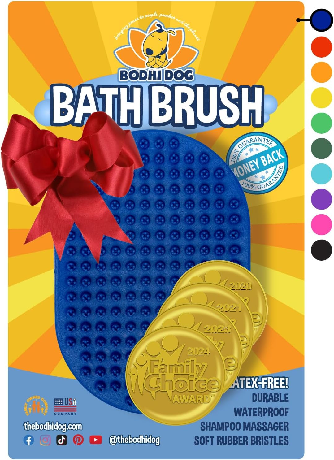 Shampoo Brush | Pet Shower & Bath Supplies for Cats & Dogs | Dog Bath Brush for Dog Grooming | Long & Short Hair Dog Scrubber for Bath | Professional Quality Dog Wash Brush (One Pack, Blue)