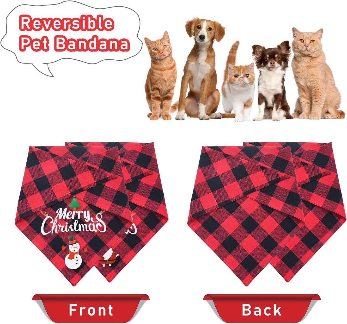 2 Pack Dog Bandanas Christmas Classic Buffalo Plaid Dog Bandana Dog Scarf Triangle Bibs Kerchief Merry Christmas Pet Costume for Small Medium Large Dogs Cats Pets (Christmas 4, Large)