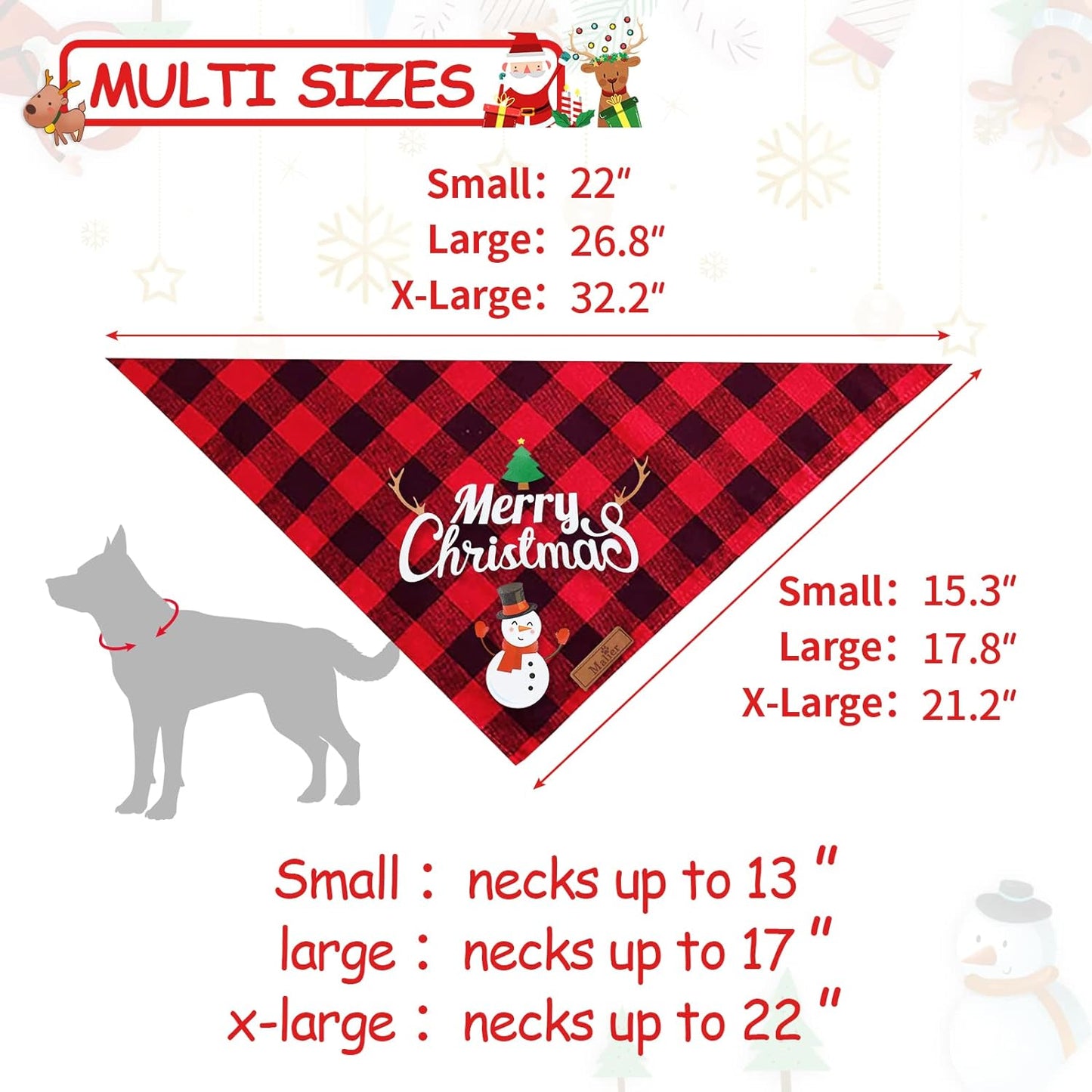 2 Pack Dog Bandanas Christmas Classic Buffalo Plaid Dog Bandana Dog Scarf Triangle Bibs Kerchief Merry Christmas Pet Costume for Small Medium Large Dogs Cats Pets (Christmas 4, Large)