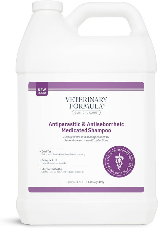 Clinical Care Antiparasitic & Antiseborrheic Medicated Dog Shampoo, 128Oz – Help Alleviate Your Dog'S Flaky Skin and Coat – Paraben, Dye, Soap Free